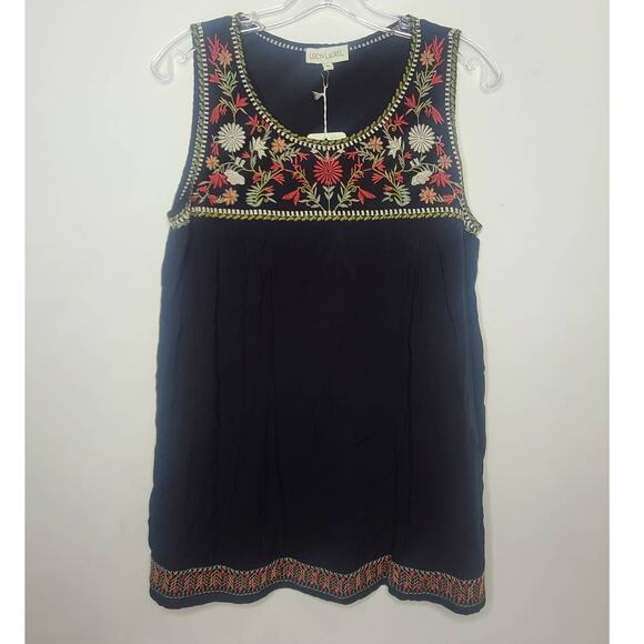 Lucy & Laurel Tops - NWT Lucy & Laurel black sleeveless embroidered tank - medium